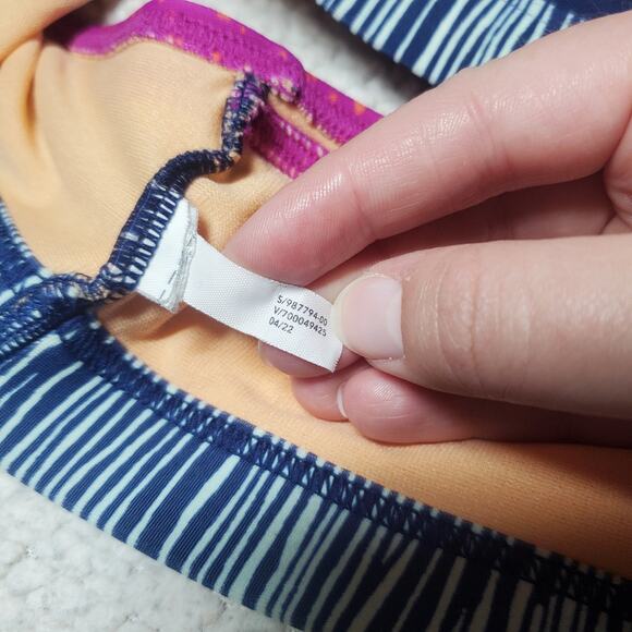 Athleta Girl Paradise Splash Bikini Swim Top Girls Size L /12 Purple Blue Floral - Picture 9 of 9